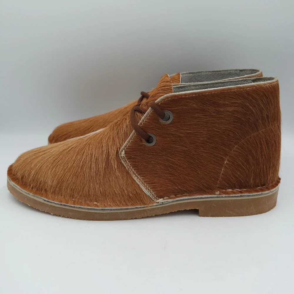 UWEZO Mens Ginger Hair-On Cowhide Veldskoene Chukka Boots South African 11.5